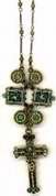 Solid Rock Jewelry Pndt-Cross-Antique Bronze-w Green Mosaic