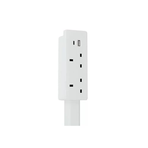 Power outlet extender Accesses hard-to-reach outlets Features USB-A, USB-C and 2 AC outlets Extends approximately 19.49-28.15 inches 180° rotatable for Use Behind Sofas, Desks U.K. Standard