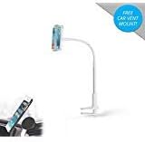 Mingo Magnetic Gooseneck Phone Holder & Tablet Stand – 2-in-1 with Car Vent Mount – Flexible Arm Mount for Cell Phones, Tablets Under 8 inches with Bolt Clamp Stand – iPhone, Android, iPad Mini