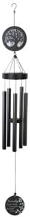 Carson Home Accents Family Wind Chime, Solar, 45-inch Length, Aluminum, Black, Adjustable Stiker, Hanging Decor