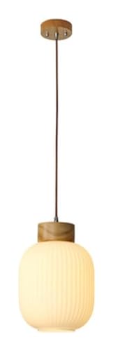 Lustre LED anti-éblouissement en bois et verre pour cuisine