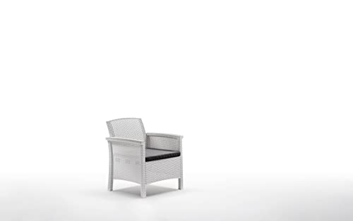BICA Set Venezia 2 Gartenmöbel-Set, 2 Sessel, 1 2-Sitzer-Sofa, Beistelltisch und Sitzkissen, Weiß – Ansicht 2