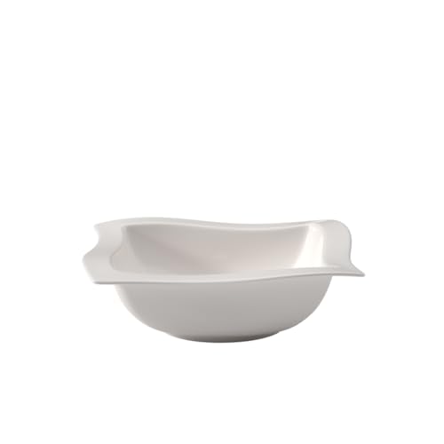 Villeroy und Boch NewWave Schüssel, Schale für Salate und Beilagen, eckige Form, Premium Porzellan, spülmaschinen- und mikrowellengeeignet, weiß, 25 cm