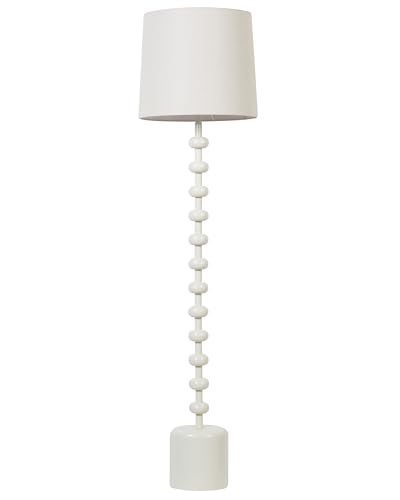 Beliani Lampadaire Blanc en Métal et Abat-Jour en Lin Conique 160 cm à Pied Sculpté Krios