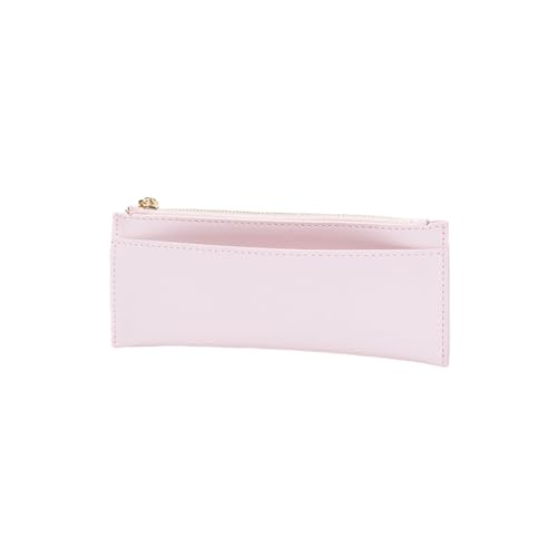 Image of Pencil Pouch for Teens School Office Supplies Pencil Case Cosmetic Bag Zipper (Pink,Faux leather)