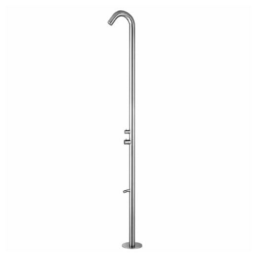 Sined Quartu Ducha Exterior De Acero Inoxidable 316 Con Ducha Superior Y Lavapiés H 228,9 Cm, Inox