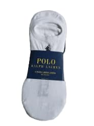 POLO RALPH LAUREN Mens No Show Liner Socks, White, Shoe Size 6-12 1/2