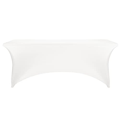 LZY Spandex Table Covers 6 Feet, Stretch/Fitted Table Covers for 6 Feet Folding Table, Rectangular Spandex Table Cloths for Wedding Party or Event (6FT-2PCS, White) by LZY - Image 3