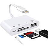 Microware i Pad Sd Card Reader – i Phone Sd Card Reader – 4 in 1 Lighting to USB Camera Adapter Kit SD TF Card Reader, i Phone to USB OTG Adapter Cable i Phone i Pad, Plug Play