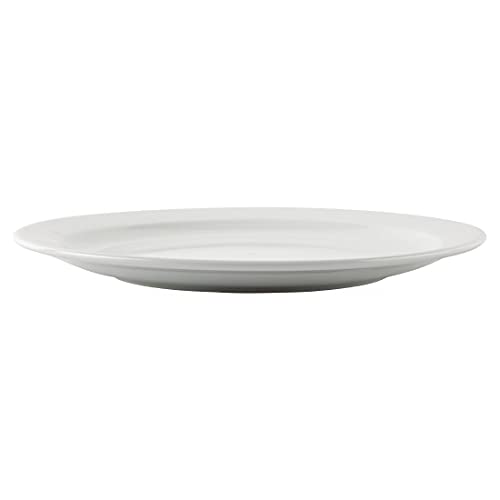 Olympia Athena Narrow Rimmed Plates 254 Mm/10 Inch (Pack Of 12), White Porcelain, Dinner Plate Set, Restaurant Tableware, Dinnerware - Microwave Safe, CF364