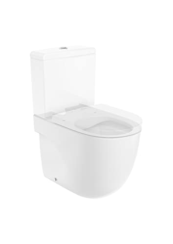 Roca,Meridian,Taza compacta con salida dual para inodoro de tanque bajo Rimless,Blanco,370mm x 600mm x 790mm,A34224L000