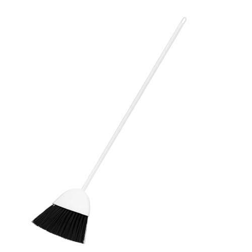 HOMESHOPA Indoor Outdoor Sweeping Broom, White Long Handle Soft Angled Bristle Floor Sweeping Broom Brush, Perfect for Courtyard Garage Lobby Mall Market Floor Home Kitchen Room Office