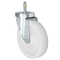 5" X 1-1/4" White Nylon Wheel - Swivel Caster - 7/16" x 1-3/8" Grip Ring Stem Caster - 350 LBS Load Capacity