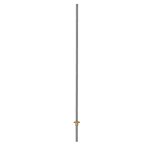 Zerthaus 500mm T8 Lead Screw and Brass Nut (Thread, 2mm Pitch, 4 Starts, 8mm Lead) for 3D Printer Z Axis