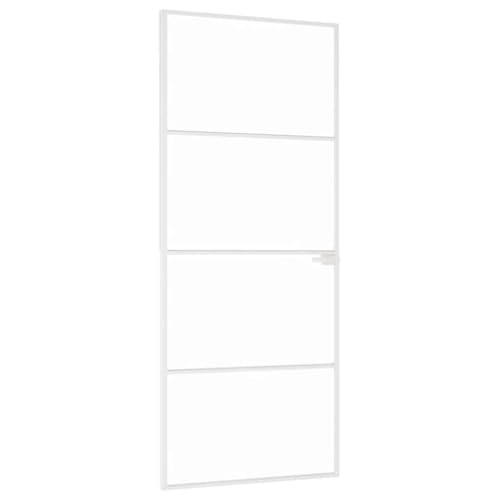 Puerta Interior de vidrio templado y aluminio blanco 83x201,5cm de vidaXL