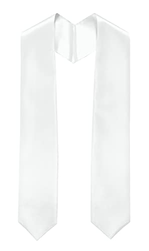 GradPlaza White Graduation Stole Sash 60'' Long Adults Graduation Sash for High School and College