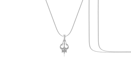 Colgante Shiva Trishul de plata de ley 925 con cadena de serpiente de 55 cm