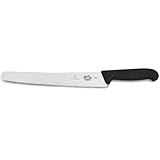Victorinox Fibrox, Coltello da Pasticcere con Filo Ondulato, Coltello lungo per Dolci e Pane, 26 cm, Affilato, Acciaio Inossidabile, Nero
