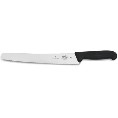 Victorinox Fibrox Konditorsäge mit Wellenschliff, Langes Küchenmesser für Kuchen und Backwaren, 26 cm, Scharf, Rostfreier Stahl, Schwarz Victorinox Fibrox Konditorsäge mit Wellenschliff, Langes Küchenmesser für Kuchen und Backwaren, 26 cm, Scharf, Rostfreier Stahl, Schwarz