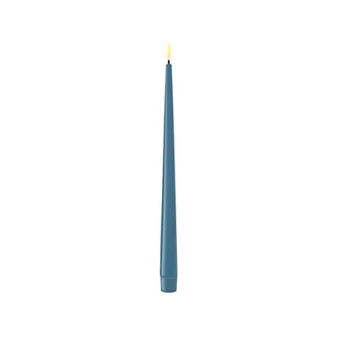 Deluxe Homeart Indoor Flameless LED Dinner Candle - Set of 2 - with Real Flame™️ Technology - Battery Powered Candle (28 cm, Ice Blue) Cover