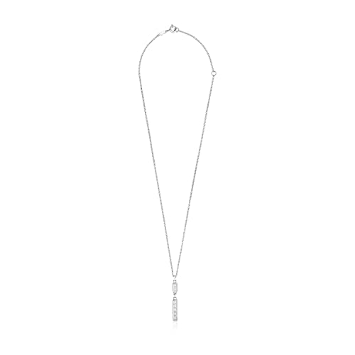 TOUS Gargantilla de Plata de Primera Ley con Placa Rectangular para Mujer, Largo 45cm, Fino y Elegante, Colección Bear Row