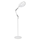 DJJYCTNM Mobile Pet-lamp Surgical Light, LED Magnifying Floor Lamp with 5 Wheels Rolling Base, 6 Lighting Modes, Height Adjustable, for The Beauty Industry(White)