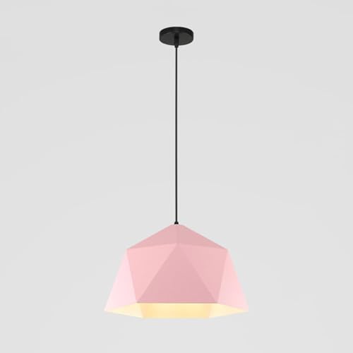 QPWYSH Iluminação pendente, candeeiro suspenso industrial, candeeiro de teto suspenso geométrico para quinta, acessório de iluminação ajustável para ilha de cozinha, luz suspensa (Rink, Dia-38 cm)
