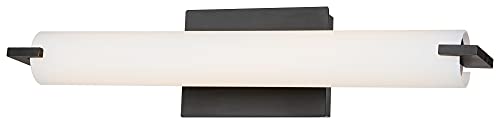 Image of GEORGE KOVACS P5044-37B-L Tube LED Vanity Bath Light, 1-Light, 20 Total Watts, 4.75-in H x 20.5-in W, Dark Restoration Bronze