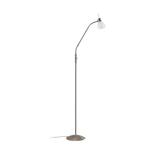Lindby Stehlampe verstellbar, Standleuchte nickel satiniert 160 cm, 1x E14, ohne Leuchtmittel, Leselampe Standlampe, Wohnzimmerlampe, Stehleuchte Büro