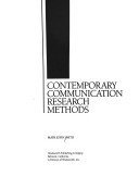 Contemporary Communication Research Methods (Speech & Theater) 0534086101 Book Cover