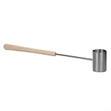 Hasaller Edelstahl-Saunakelle mit langem Holzgriff, 275 ml Fassungsvermögen, leichtes Design für bequemen Griff, für Zuhause und öffentliche Sauna, Badzubehör