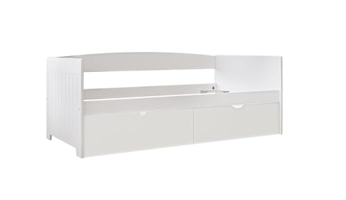 Vep Home - Cama Nido con 2 Cajones - 197x95x70 cm - Estructura de MDF Resistente - Compatible con Colchón 90x190 cm - Diseño Funcional para Dormitorios Juveniles - Color Blanco Lacado