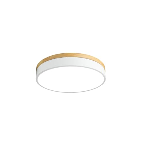 OKSANO Holz LED Unterputz Deckenleuchte, 30cm Runde Dimmbare 2700K-6000K Auswahlbare Minimalistische Leuchte für Wohnzimmer, Schlafzimmer