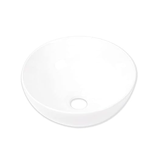 QUXIJA Ceramic Vessel Sink Above Counter, Round Small Bathroom Sink,Classic Look and Save Space, White (11L" x 11"W x 4.8"H)