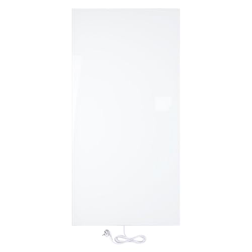 Panneau Rayonnant Électrique en verre WarmlyYours, Blanc, Puissance 800 Watts, 60cm x 120cm, Montage Mural, Radiateur Chaleur Infrarouge