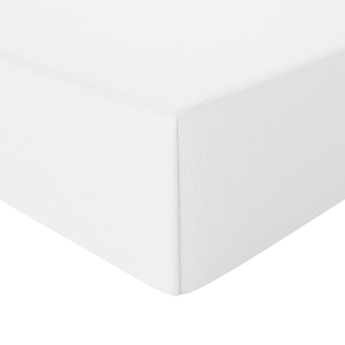 Amazon Basics Jersey Spannbettlaken, 100% Baumwolle, Spannbetttuch - Matratzenhöhe bis 30 cm, 120 x 200 cm, Weiß 5