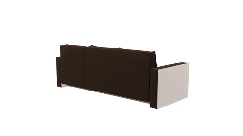 FORNIRO 24 Loft Ecksofa mit Schlaffunktion und Bettkasten – Sofa L-Form 225x130x75 cm, Stoff Basic in Braun-Beige, 3 Sitze & Kissen für modernes Wohnen – Bild 5