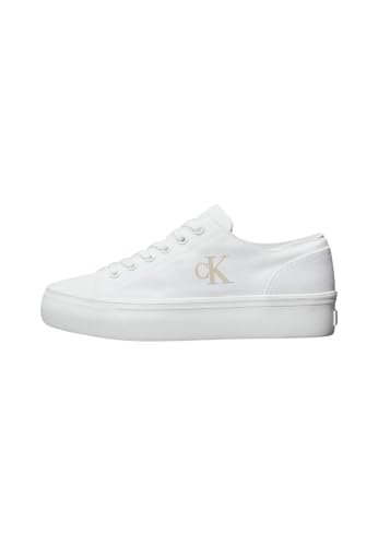 Calvin Klein Damen Vulcanized Sneaker Flatform Low Top, Weiß (Triple Bright White), 37