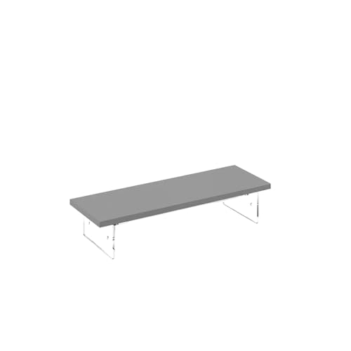 Support de moniteur bois et acrylique élégant réhausseur gris pour bureau - 2