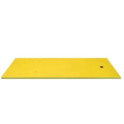 WKXTECZT Floating Water Mat Pad,Bouncy Tear-Resistant 3-Layer XPE Foam, Roll-Up Swimming Foam Pool Floats for Lake River Ocean Boat Adults,Yellow,130X60X3.3cm