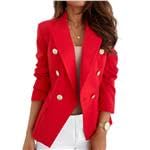 Casual Blazer for Women Trendy Long Sleeve Gold Button Work 0ffice Blazer Lapel Open Front Suit Jacket with Pockets