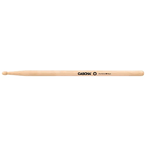 CASCHA Maple 5B Drumsticks - ideal für sanften Rock - Allrounder Schlagzeug-Sticks für Fortgeschrittene - 1 Paar Wooden-Sticks - Schlagzeug-Zubehör aus Ahornholz - ovale Kopf-Form, Natur, HH 2360