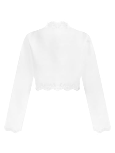 JEATHA Kids Girls Satin Bolero Shrug Flower Girl Dress Coat Jacket Long Sleeve Open Front Short Cardigan Cover Up2