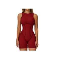 Ropa de yoga para mujer de una pieza con espalda descubierta en rojo