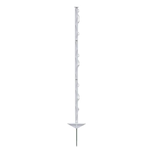 VOSS.farming 20x Farm 105 Weidezaunpfähle Zaunpfosten 8 Ösen für Litze Seil Band Doppeltritt verzinkter Stahlnagel Höhe 105cm weiß