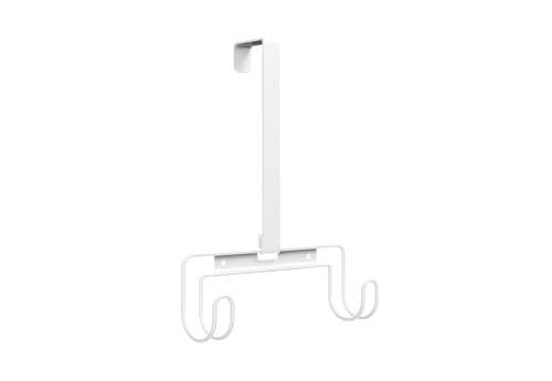 XILIMEN Over Door/Wall Mount Ironing Board Hanger, Iron Board Holder Storage Wall Mount with Removable Hooks for Laundry, Hotel Rooms (White)