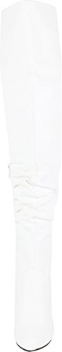 Cambridge Select Women's Closed Almond Toe Slouch Over The Knee Thigh High Stiletto High Heel Boot,7.5 B(M) US,White Pu