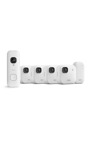 Blink Outdoor 2K+ Kameras mit Blink Videotürklingel 2K+ Batterie (neueste Generation), Weiß, inkl. Sync Module Core – Ansicht 1