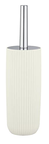 WENKO Agropoli toilet brush set, cream white, closed toilet brush holder made of high-quality plastic with sculptural design and textured surface, BPA-free, hygienic toilet brush, 10 x 36.5 cm - Image 2