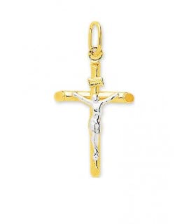 Croix Catholique avec Christ en or bicolore au quotidien